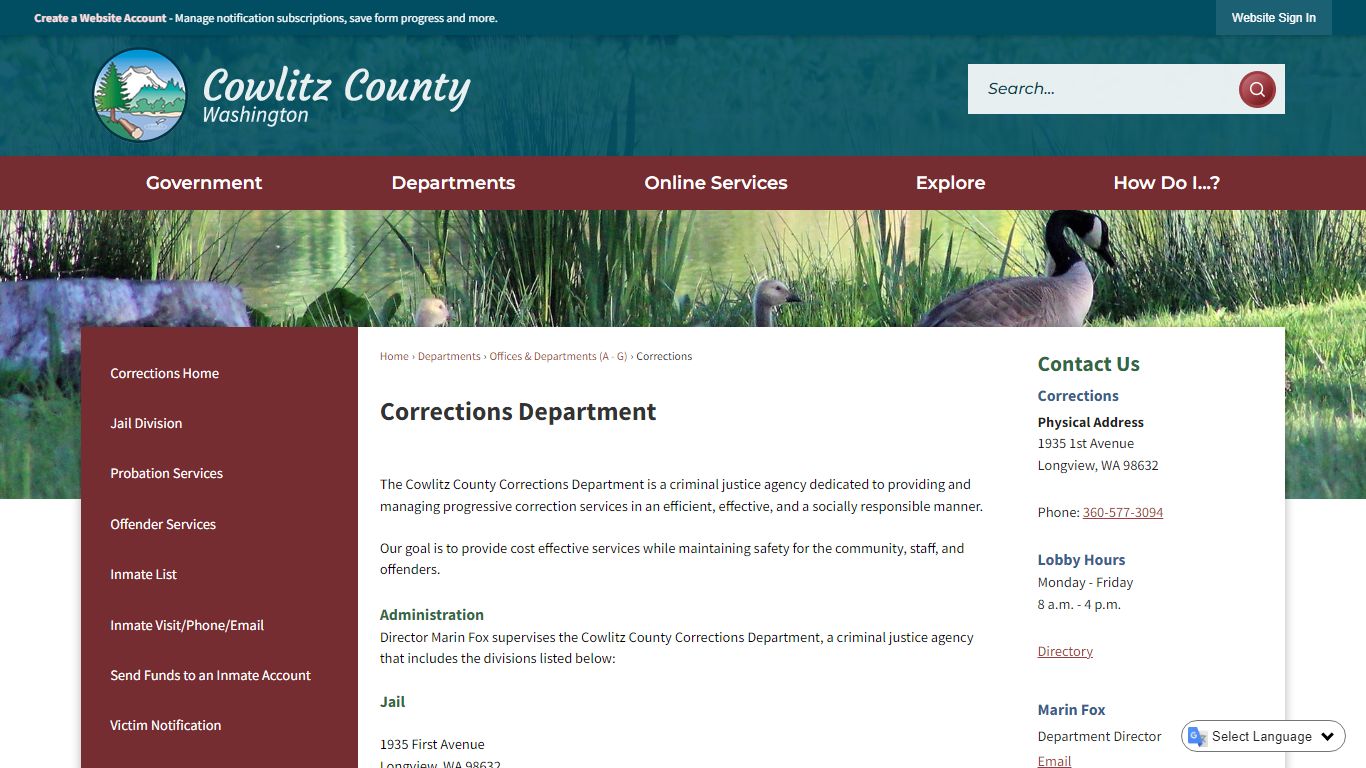 Corrections Department | Cowlitz County, WA - Official Website