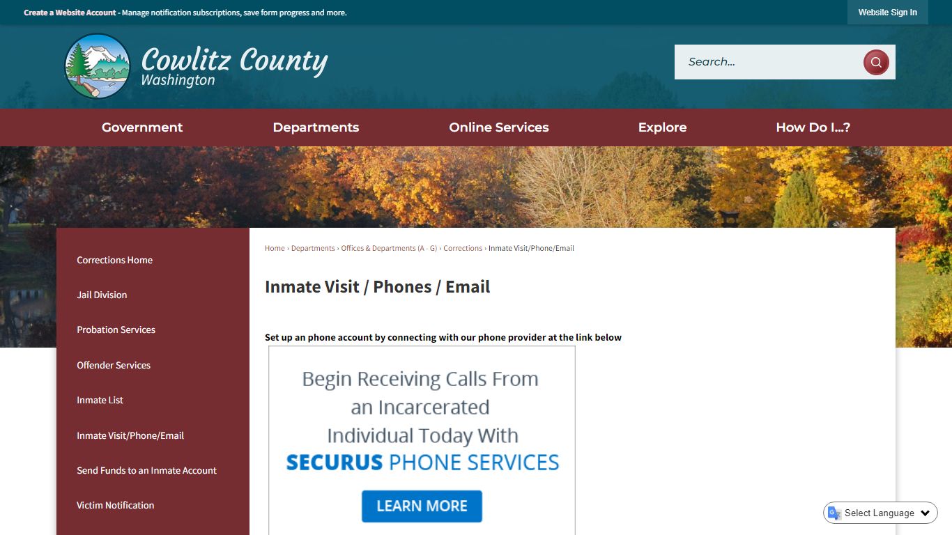 Inmate Visit / Phones / Email | Cowlitz County, WA - Official Website